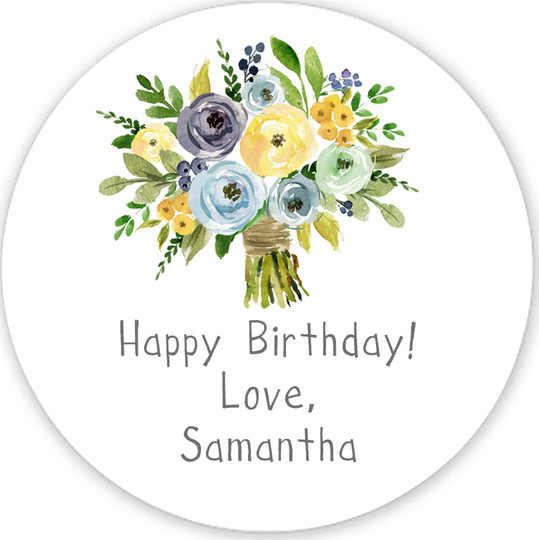 Yellow and Blue Bouquet Gift Stickers